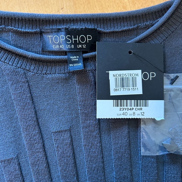 Top Shop gray knit top size 8 - Picture 2 of 6